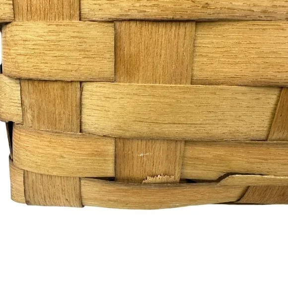 Vtg Basketville Woven Wood Picnic Basket Swing Handles Farmhouse Rustic Decor - Picture 6 of 16